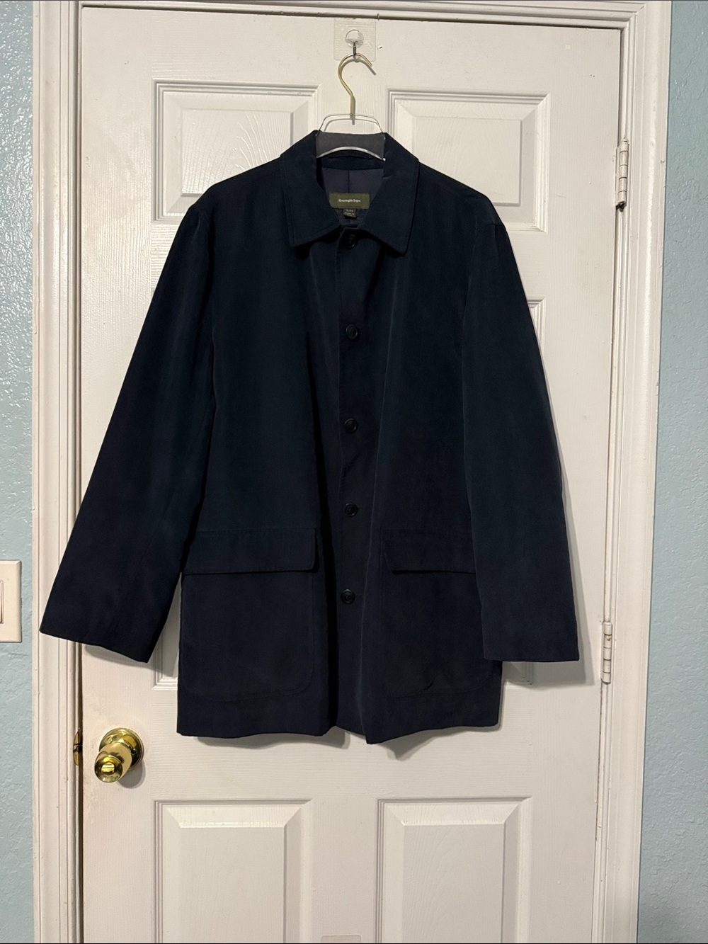 Vintage Ermenegildo Zegna Men's Blue Performance Microfiber Car Coat Size 54 XL